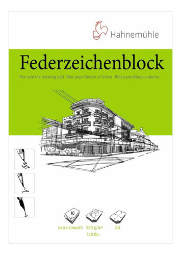 Bloco Desenho Federzeichenblock Hahnemuhle 250g/m2 A3 10 Fls 0