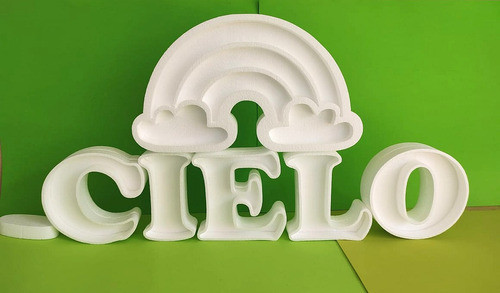 5 Letras Huecas De 15cm + Arco Iris De 20 Cm Candy Bar 1