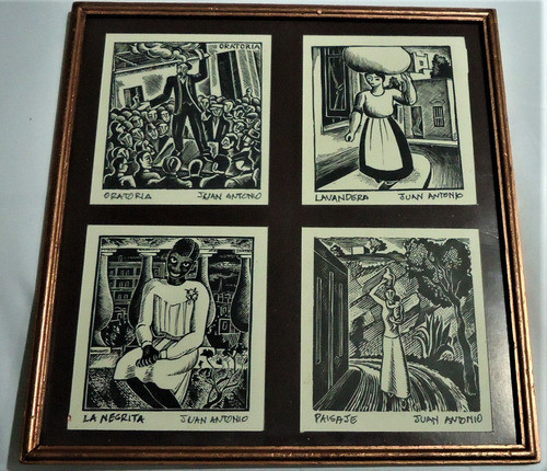 4 Xilogravuras De Juan Antonio Emolduradas Juntas  1953 1