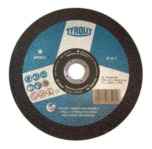 Caja Disco De Corte 7 Pulgadas Tyrolit Basic 178x1,6 0