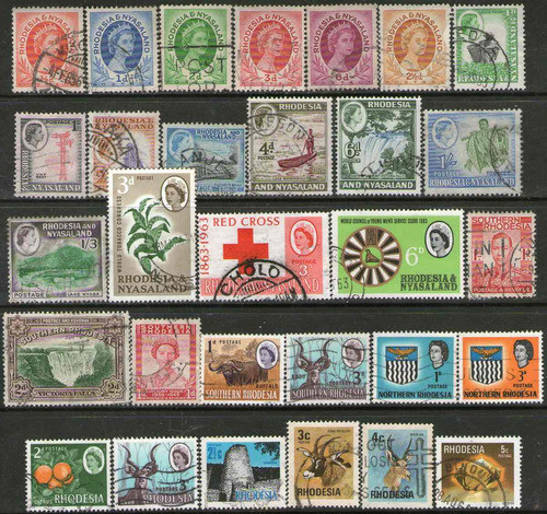 Rhodesia 30 Sellos De Todas Las Rhodesias Años 1932-78 0