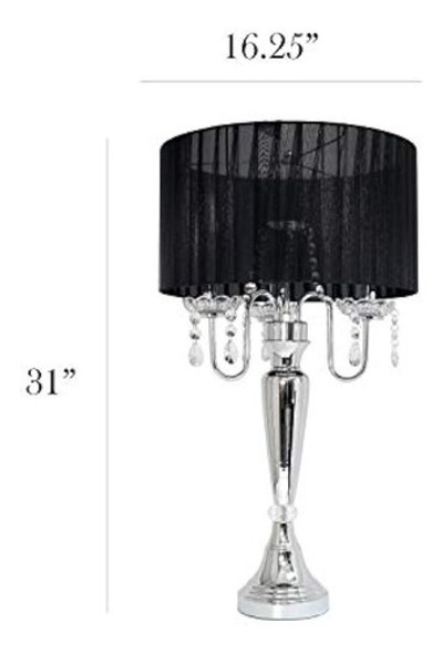Diseños Elegantes Lt1034wht Lámpara De Mesa Con Cristales Co 1