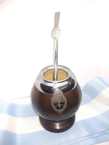 Mate Y Bombilla Artesanal ! Dije Escudo Nacional 1