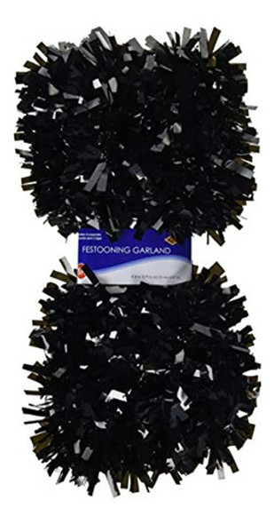 Guirnalda De Adornos De Plástico Metálico Negro Brillante De 0
