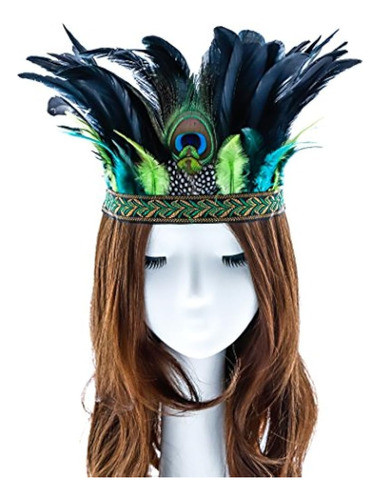 Aukmla Pluma De Pavo Real Decorativo De Plumas Tocado Tocado 0