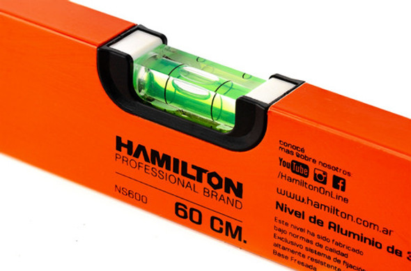 Nivel De Mano De Aluminio 60cm Imantado 3 Got Hamilton Ns600 1