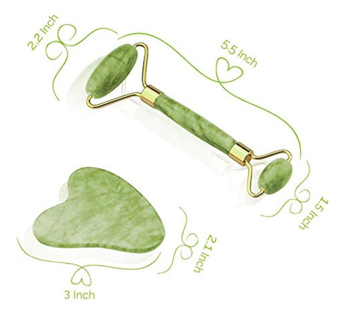Juego De Herramientas Faciales Gua Sha Y Rodillo De Jade Par 1