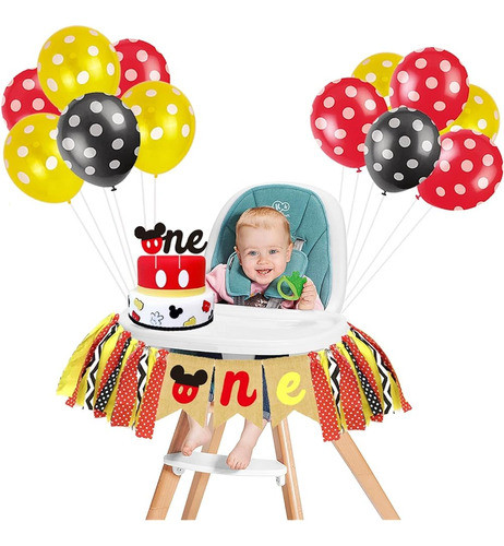 ~? Joybo Mickey Mouse Primer Cumpleaños Banner De Trona Mick 0
