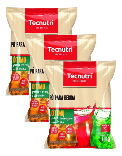 3 Suco Refresco Pó Sabor Uva Rende 25l Adoçado Tecnutri 1kg 0