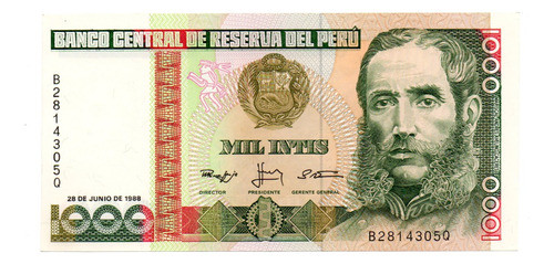 Peru Billete 1000 Intis Año 1988 P#136 0