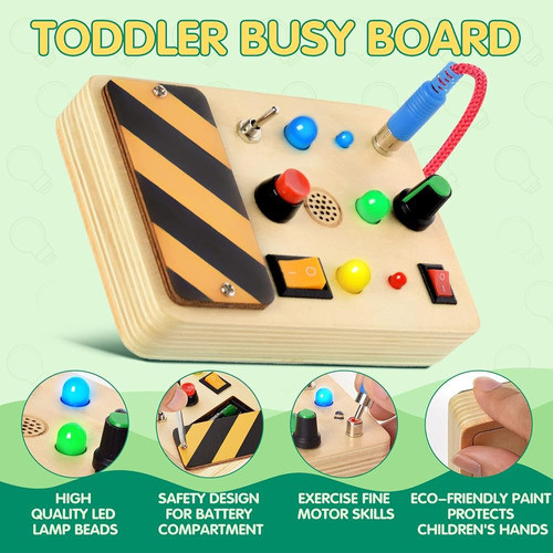 Polkrane Busy Board Con Luz Led, Juguetes Sensoriales Para N 1