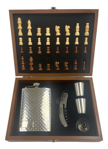 Ajedrez 24 X 24 Set Petaca Saca Corcho Vasos Embudo Mli 0