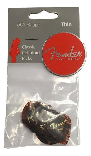 Fender Classic Celluloid Guitar Picks 551 Shape, Tortoise Sh 1