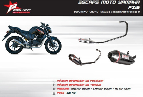 Escape Competicion Yamaha Fz 16 Stage 3 Cromado Paolucci 1