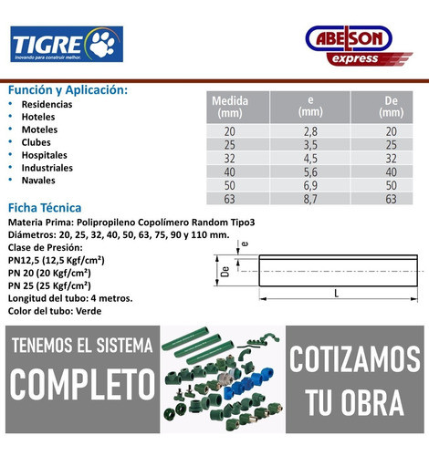 Caño Tigre Termofusion Pn20 40 Mm Agua Caliente 1