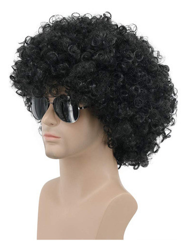 Peluca Afro Cotillon Premium Adulto Color Negro 1