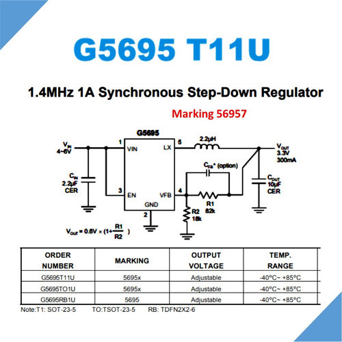 G5695t11u G5695 5695 56957 Sot223-6 Step Down Pack X 2 1