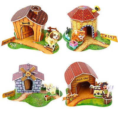 1 Pc De Papel 3d Rompecabezas Diy Cartoon Casa Del Animal Do 1