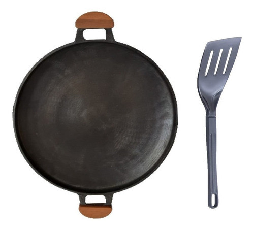 Chapa Disco De Arado Bifeira Antiaderente Alça Madeira 40cm 0