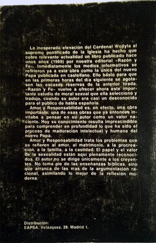 Libro De Karol Wojtyla : Amor Y Responsabilidad 1