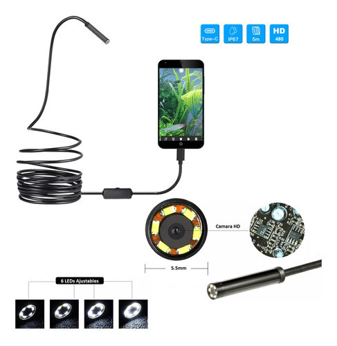 Camara Endoscopica Boroscopio 5 Mts Usb Led Celular Pc Hobb 1