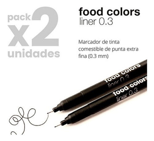 Marcadores Comestibles Food Colors Liners Negro X2 Uni. 0