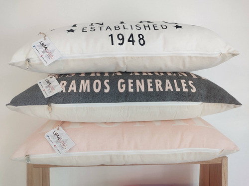 Almohadón Deco Frases Vintage Industrial 60x30 Cm Con Cierre 1