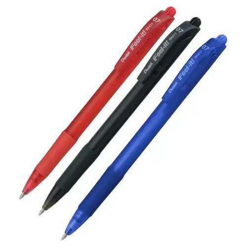 Caneta Esferográfica Pentel Feel It 0.7mm Retrátil C/3 Cores 0