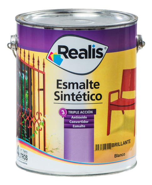 Esmalte Sintético Triple Acción Realis Color Blanco 4 Lts 0