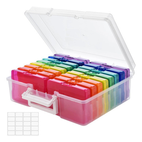 Caja De Fotos Con Asa, 10cm X 15cm, 16 Compartimentos 0