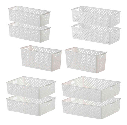 Kit 10 Cestos Organizadores Armário Escritório Gaveta Closet 0