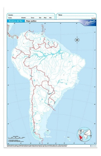 Mapa América Del Sur Rivadavia Escolar Nº 3 Político X20 0