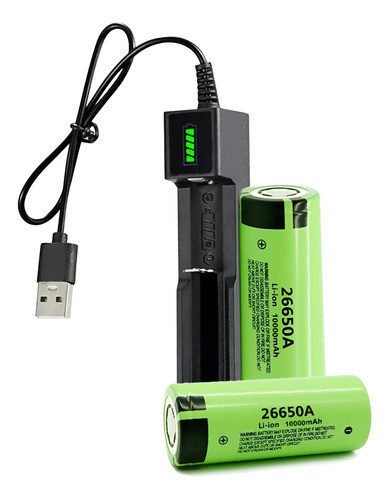 Cargador Con 2 Bateias 26650a 3.7 V Alta Capacidad Indicador 0