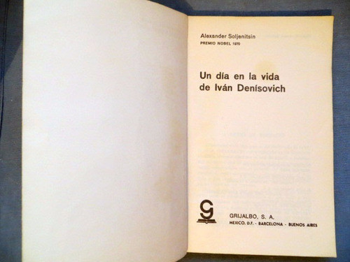 Un Dia En La Vida De Ivan Denisovich Alexander Soljenitsin 1