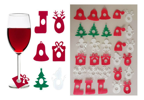 Marcador De Taça Natal Enfeite Decoração Natalino 99 Unidade 0