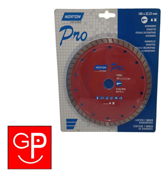 Disco Diamantado Norton Pro Turbo 180x22,23mm G P 1