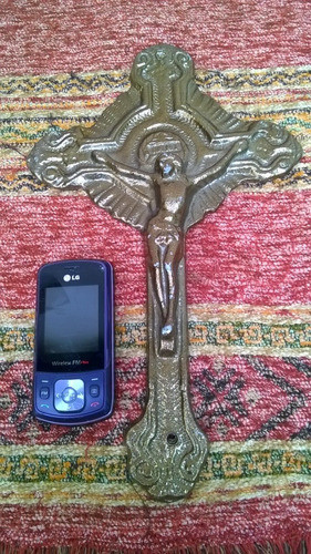 Antigua ?? Cruz Crucifijo Cristo Crucificado Aluminio 31cm 0