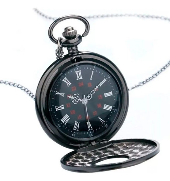 Relógio De Bolso Black Antigo Masculino Quartz Com Corrente 1