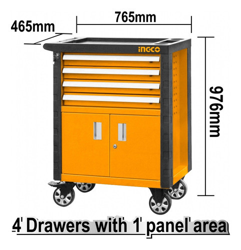 Gabinete Carro Taller Metal 4 Estantes Hdtc01042 Ma 1