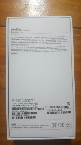 Caja Original iPhone 13 Mini, Midnight, 512gb 1