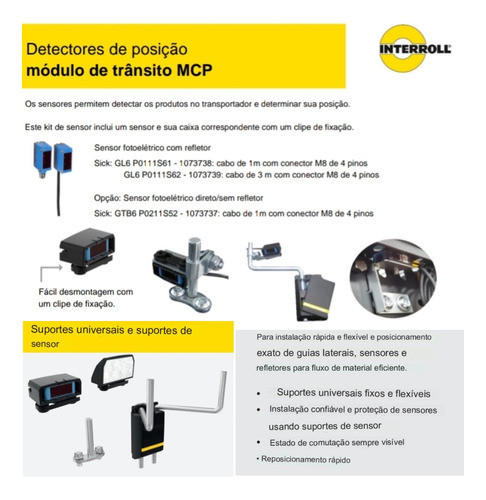Sensor Fotoelétrico Sick Gl6-p0111s61 Com Suporte Interroll 1