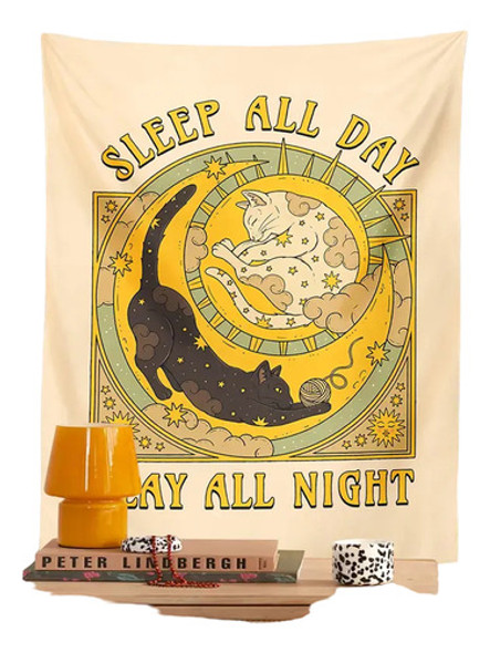 Tapiz De Pared Diseño Gato; Day And Night 0