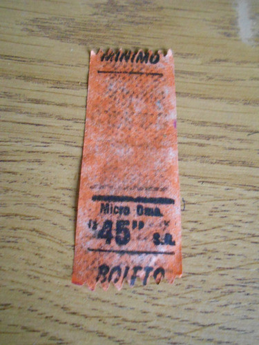 Boleto Capicua Antiguo Colectivo Color Naranja 1