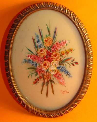 Pintura Miniatura / Floral / Flores / Firmada # 1293 0
