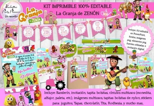Kit Imprimible Candy Bar La Granja Zenon Nena 100% Editable 0