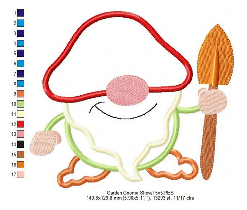 Matriz Para Bordados Maquina Gnomo Duende Jardín 4578 1