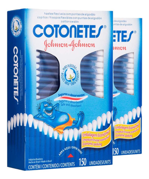 2 Hastes Flexíveis Johnson&johnson Cotonetes Caixa 150 Un 0