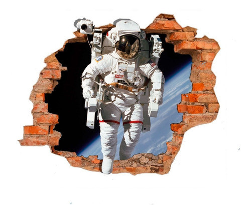 Vinilo Pared Rota Tiburón Astronauta Wall Sticker 1