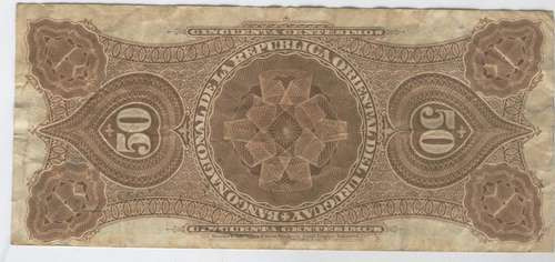 Billete De Uruguay De 50 Centavos  Del Año 1887 1