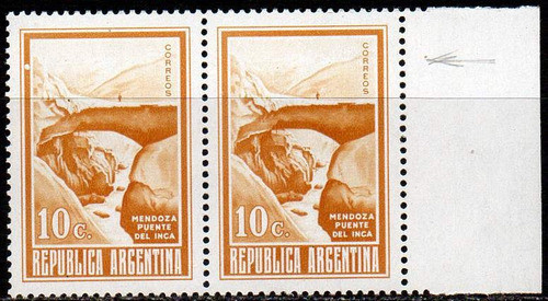 Argentina 1971. Par Del 10c Puente Del Inca Con Variedad 0